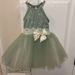 Girls Elegant Green Costume Dress